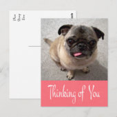 Denk aan je Pug Puppy Dog Pink Post Card Briefkaart (Voorkant / Achterkant)