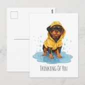 Denk Aan Je Rottweiler-hond met Regenjas Briefkaart (Voorkant / Achterkant)