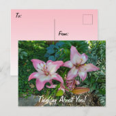 Denk aan je  roze gelilies briefkaart (Voorkant / Achterkant)