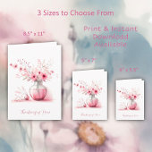 Denk aan je roze vaas en bloemen sympathie kaart