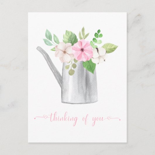 Denk aan je roze witte bloemen in watering briefkaart (Voorkant)