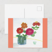 Denk aan je schilderde bloemen in een vaas.  briefkaart (Voorkant / Achterkant)