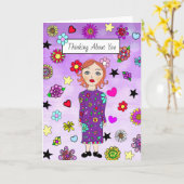 Denk aan je slimme dame met bloemen kaart (Gele Bloem)