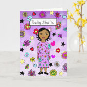 Denk aan je slimme dame met bloemen kaart (Gele Bloem)