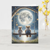 Denk aan je Teddy Bears op een schommel Kaart (Gele Bloem)