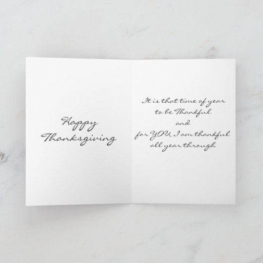 **DENK AAN JE** THANKSGIVING KAART (Binnen)