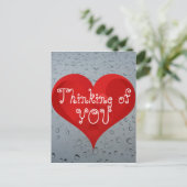 Denk aan je, watervallen Rain Red Heart Briefkaart (Staand voorkant)
