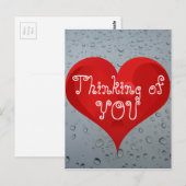 Denk aan je, watervallen Rain Red Heart Briefkaart (Voorkant / Achterkant)