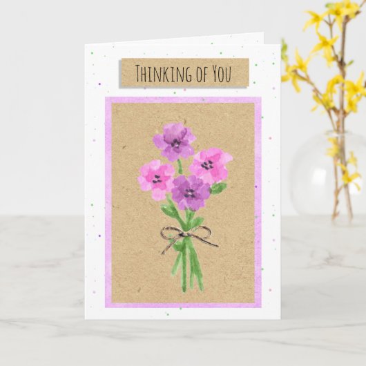 Denk aan je Waterverf bloemen Kaart (Gele Bloem)