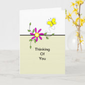 Denk aan je Wenskaart-Flower-Butterfly Kaart (Gele Bloem)
