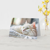 Denk aan je witte kat in bed kaart (Gele Bloem)