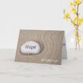 denk aan je woord Hope op rock in strand zand Kaart (Gele Bloem)