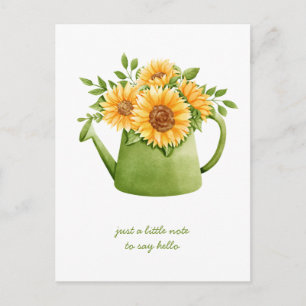 Denk aan je zonnebloemen in Watering Can Briefkaart