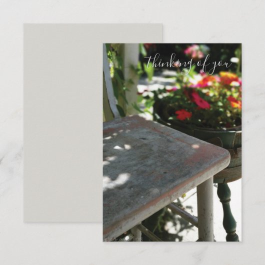Denk aan jou | Antiek voorzitter en bloemen Bedankkaart (Voorkant / Achterkant)