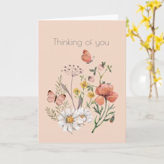 Denk aan jou botanische wilde bloem Boho Kaart (Gele Bloem)