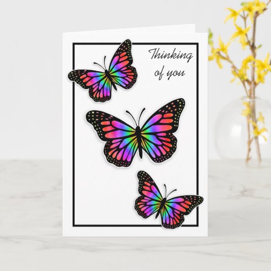 Denk aan jou,  Butterflies Kaart (Gele Bloem)