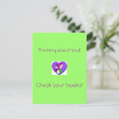 Denk aan jou! Controleer je boeken! briefkaart (Staand voorkant)