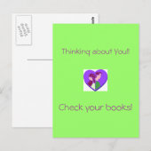 Denk aan jou! Controleer je boeken! briefkaart (Voorkant / Achterkant)