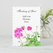 Denk aan jou, Crisp Fresh Geraniums Feestdagenkaart (Staand voorkant)