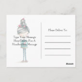 "Denk aan jou", cute boho Girl met vogel Briefkaart (Achterkant)