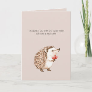 Denk aan jou Egel Hartjes in Handen (crème) Kaart