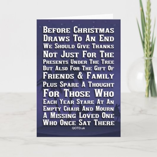 Denk aan jou en de jouwen met Kerstmis Kaart (Voorkant)