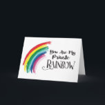 Denk aan jou, Friend-You're my Private Rainbow Kaart<br><div class="desc">Laat je vriend weten dat je aan ze denkt met dit kleurrijke handschrift-typografie met de titel: "Jij bent mijn privé-regenboog." Het type wordt links geaccentueerd door een kleurrijke waterverf regenboogillustratie. Binnenbericht kan worden aangepast aan uw persoonlijke behoeften. Binnen omvat deze placeholder tekst (die kan worden aangepast): Je vertegenwoordigt alles dat...</div>