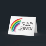 Denk aan jou, Friend-You're my Private Rainbow Kaart<br><div class="desc">Laat je vriend weten dat je aan ze denkt met dit kleurrijke handschrift-typografie met de titel: "Jij bent mijn privé-regenboog." Het type wordt links geaccentueerd door een kleurrijke waterverf regenboogillustratie. Binnenbericht kan worden aangepast aan uw persoonlijke behoeften. Binnen omvat deze placeholder tekst (die kan worden aangepast): Je vertegenwoordigt alles dat...</div>