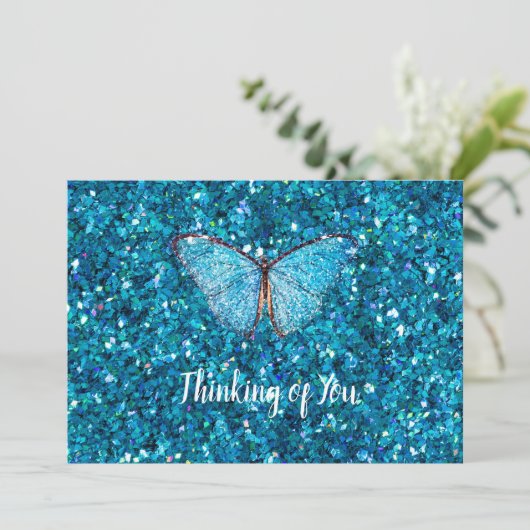 Denk aan jou, Glanzende Blauwe Glitzy Sjabloon (Staand voorkant)