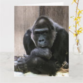 DENK AAN JOU GORILLA FUNNY WENSKAARTEN KAART (Gele Bloem)