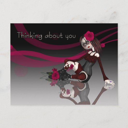 Denk aan jou - Gothic Rag Doll met Rozen Briefkaart (Voorkant)