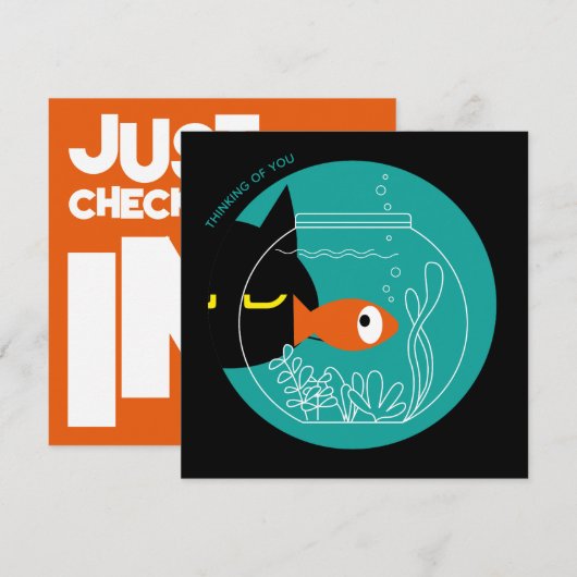 Denk aan jou - Grappige Zwarte Kat & Vis Kaart (Voorkant / Achterkant)