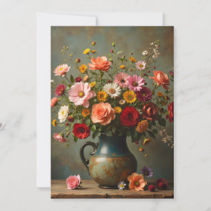 Denk aan Jou Helder Bloemen in Vaas Plat Kaart