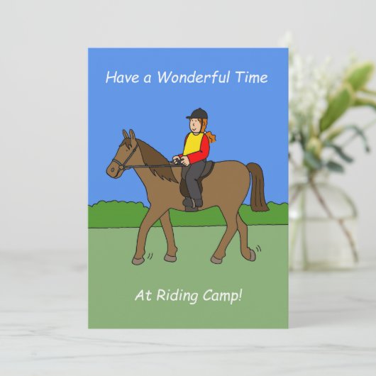 Denk aan jou in het paardenrennen kamp. bedankkaart (Staand voorkant)