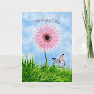Denk aan jou kaart met daisy-gerbera bloem