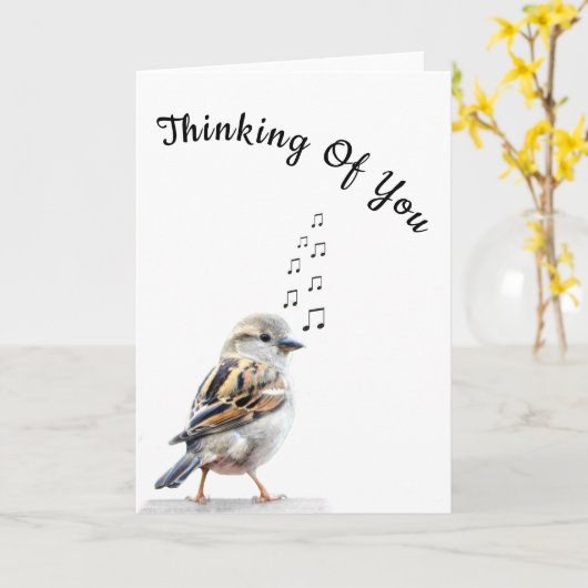 Denk Aan Jou Kaart Schattige Vogel (Gele Bloem)