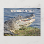 Denk aan jou maakt me een glimlach-alligator briefkaart (Voorkant)