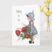 Denk aan jou, meisje met bloemen, kunst kaart (Gele Bloem)