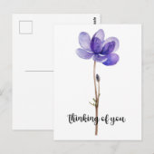 "Denk aan Jou" met Paarse Bloem Briefkaart (Voorkant / Achterkant)