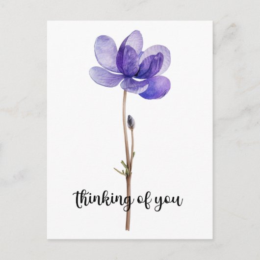 "Denk aan Jou" met Paarse Bloem Briefkaart (Voorkant)