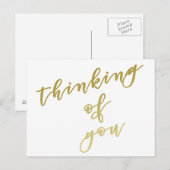 Denk aan Jou | Nep Goud Schrift Postkaart (Voorkant / Achterkant)