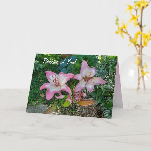 Denk aan jou, Pink Lily Kaart (Gele Bloem)