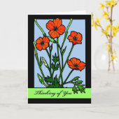 Denk aan jou, Red Poppies Illustration Kaart (Gele Bloem)