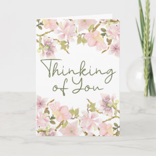 Denk aan jou Roze Blush Magnolia Bloemenkaart Kaart