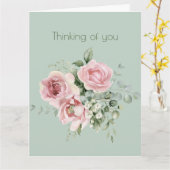 Denk aan jou Roze Botanische Rozen Salie Kaart (Gele Bloem)