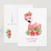 Denk aan jou Roze Flamingo Tropische Bloemen Pos Briefkaart (Voorkant / Achterkant)