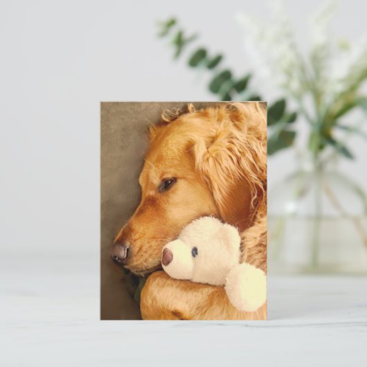 Denk aan jou Schattige bedroefde Gouden Retriever  Briefkaart (Staand voorkant)