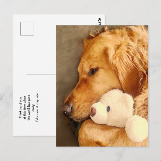 Denk aan Jou Schattige Verdrietige Gouden Retrieve Briefkaart (Voorkant / Achterkant)