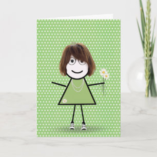 Denk aan jou Stick Girl met Madeliefjes Kaart