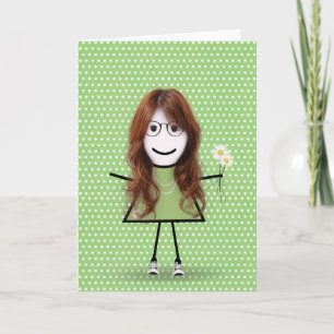 Denk aan Jou Stick Girl met Madeliefjes Kaart